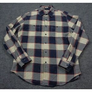 Wallace & Barnes J.CREW Button Down Flannel Work Shirt Blue Plaid Men's Medium M